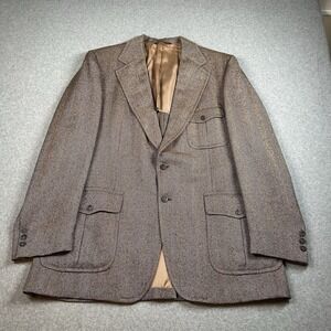 Vintage Kingsridge Herringbone Tweed Blazer 44L Wool Sport Coat USA NOTE